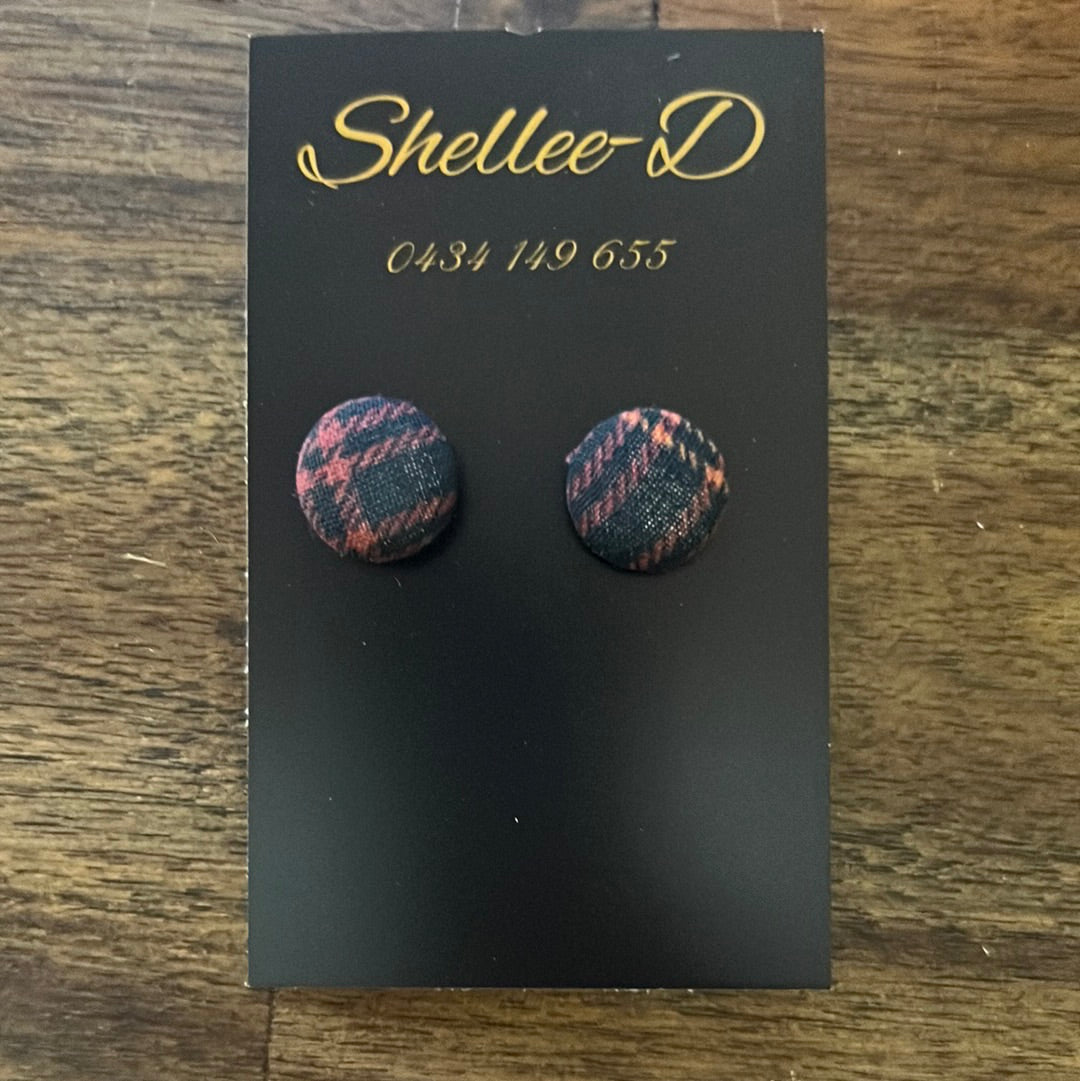 Earrings by Shellee-D - Small Navy & Red Tartan