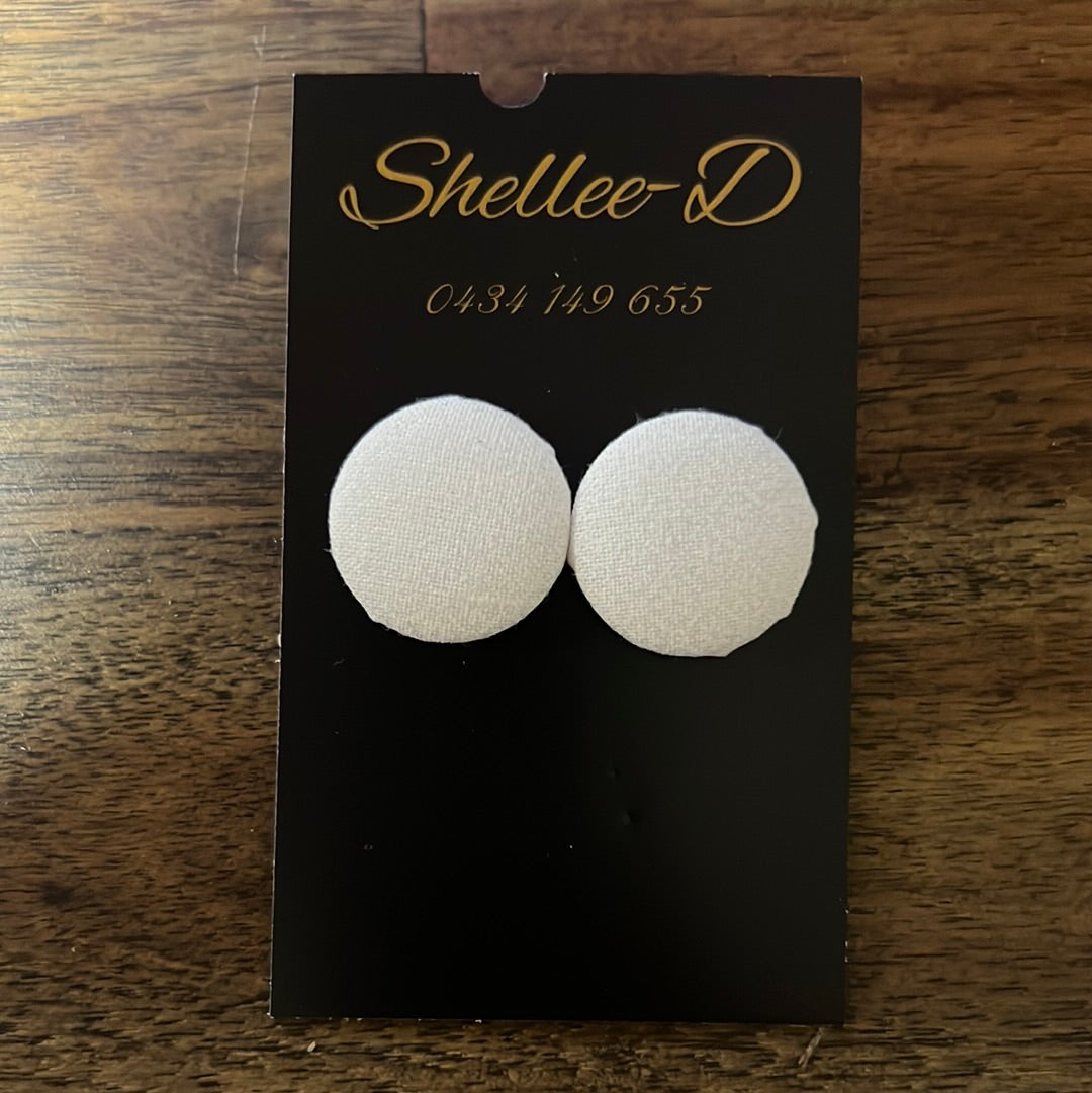 Earrings by Shellee-D - White Textured Fabric