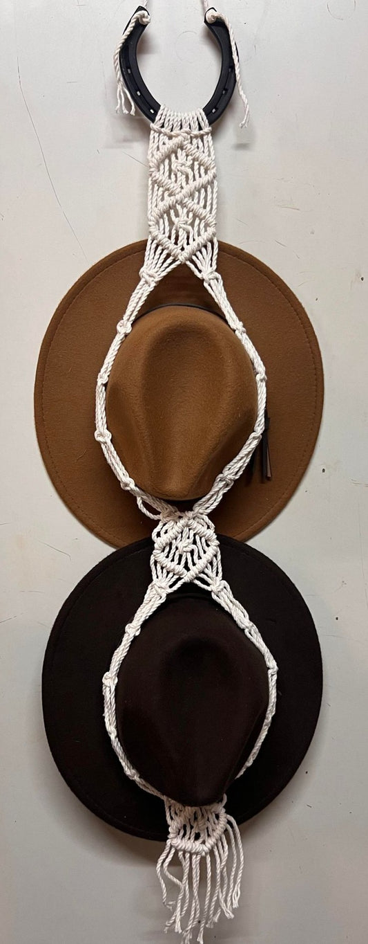 Handmade Double Hat Hanger - Cream Diamond