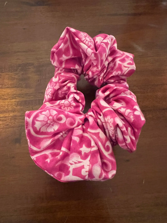 Hot Pink Florals Scrunchie