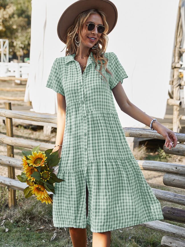Georgia Plaid Dress - Green