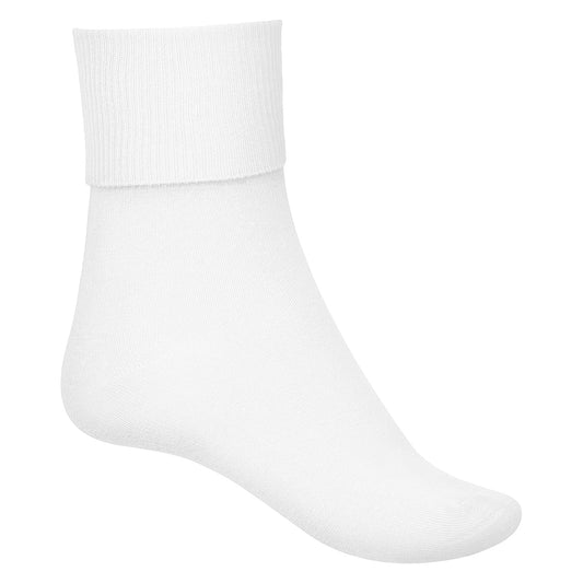 Howitt Ankle Socks with Turnover Tops - White