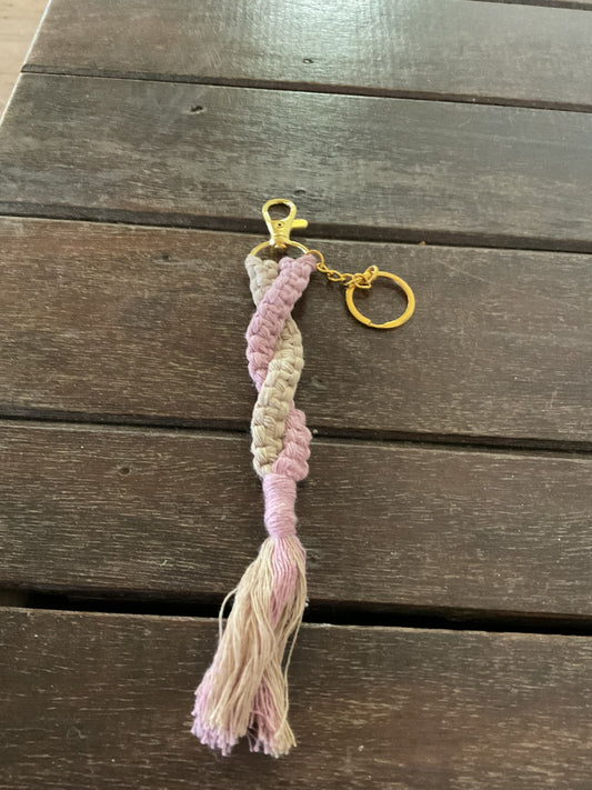 Handmade key ring - Dusty Pink & Taupe