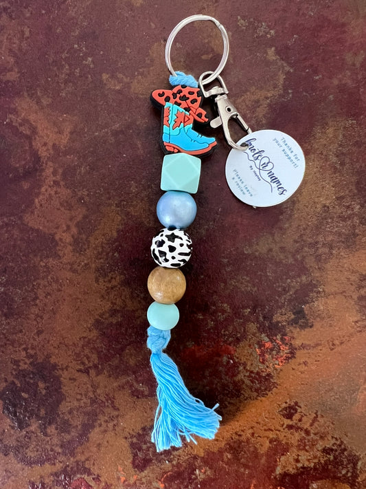 Blue Boots macrame keyring