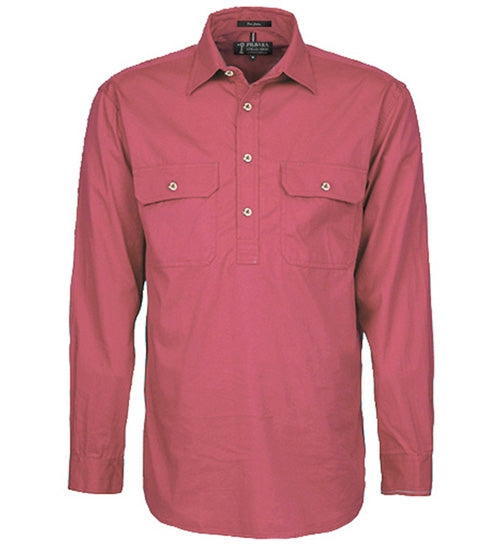 Mens Pilbara Closed Front L/S Shirt - Canyon