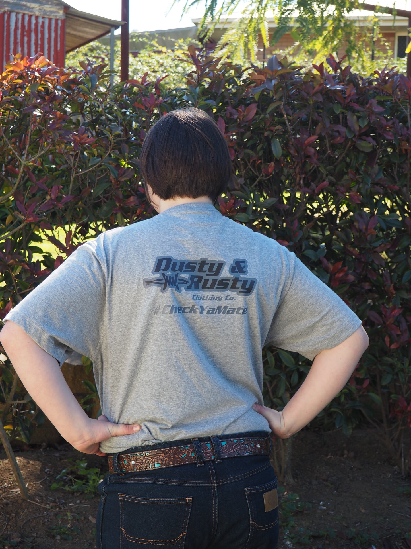 Grey & Charcoal Barb logo tee