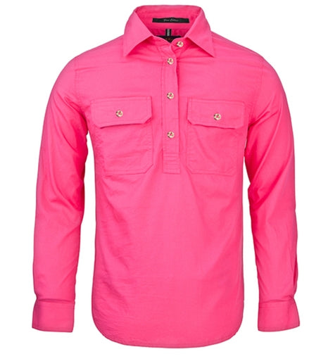 Women's Pilbara Closed Front L/S Shirt - Hot Pink