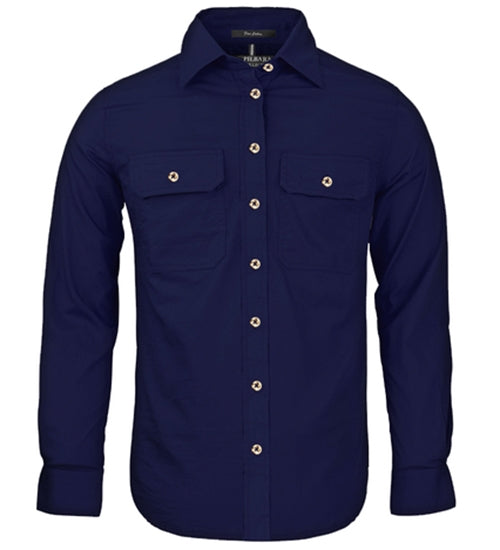 Women's Pilbara Open Front L/S Shirt - French Navy