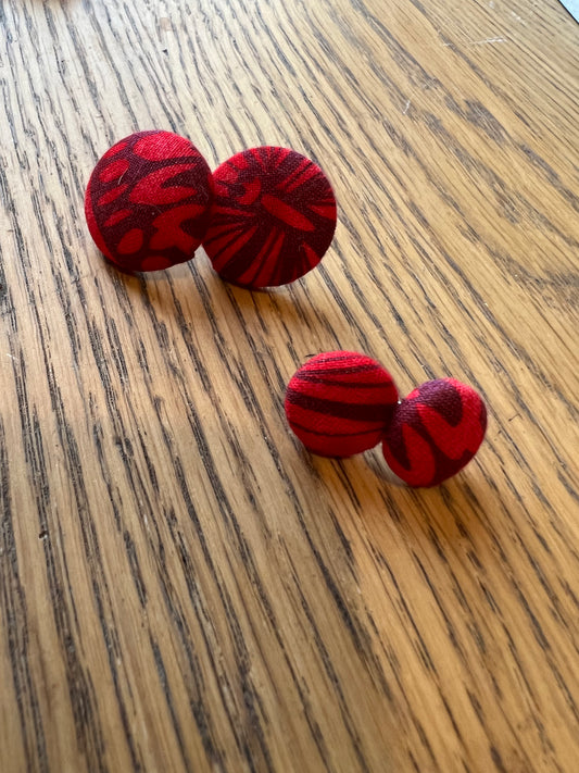 Red butterfly wings stud earrings - large - 045